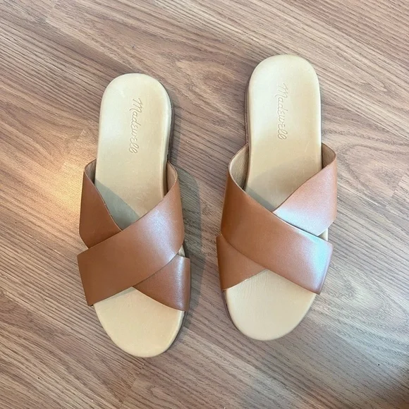 MADEWELL The Louisa Crisscross Slide In English Saddle - Picture 2 of 16